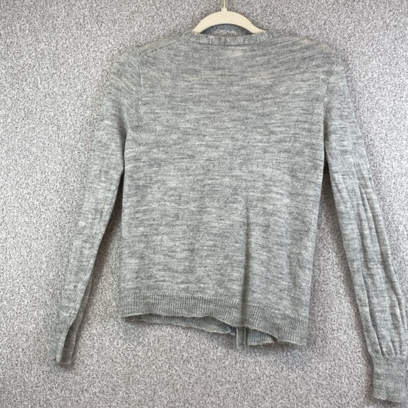 Vtg. J. Crew merino wool alpaca cardigan XS soft gray sparkle buttons pockets - Picture 10 of 11